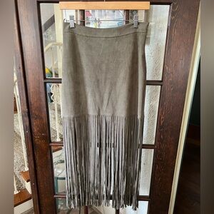 Sage green fringe skirt
